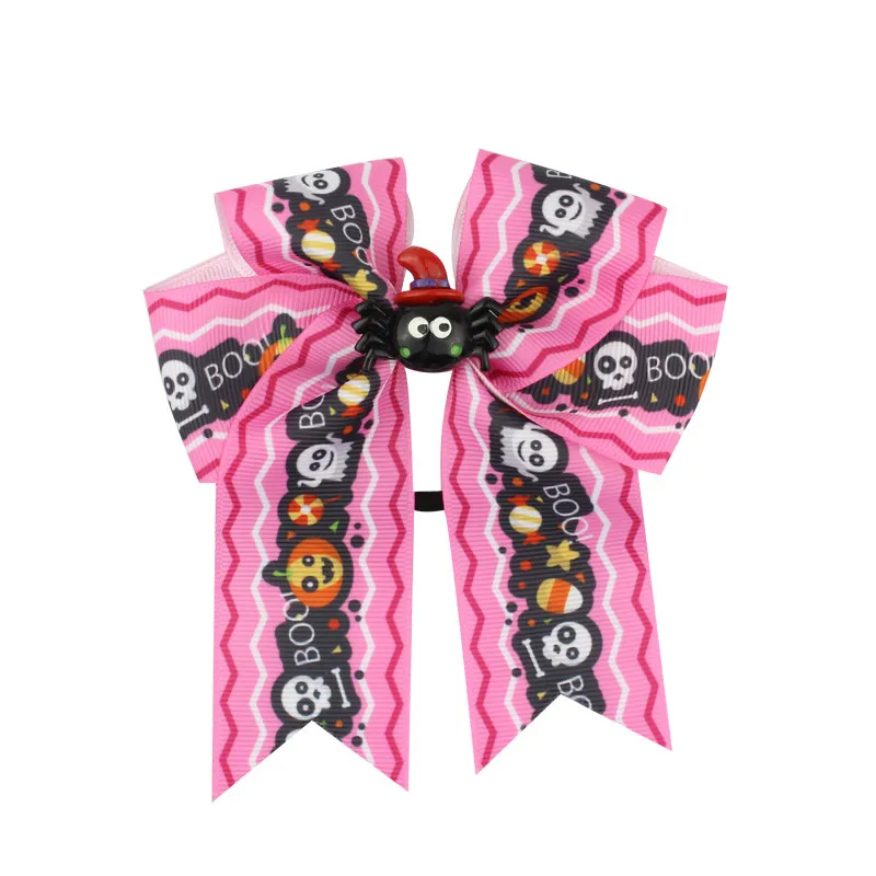 Fashion Cute Printed Cheer Bow for Girls Grosgrain Ribbon Large Hair Bow With Elastic For Girls Hair Accessories (23)