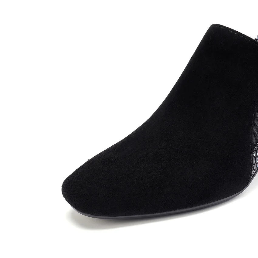 QUTAA/ Стразы квадратный каблук модные квадратный носок Осенняя обувь на молнии в стиле пэчворк из овечьей кожи универсальные Для женщин женские туфли-лодочки размеры 34–42