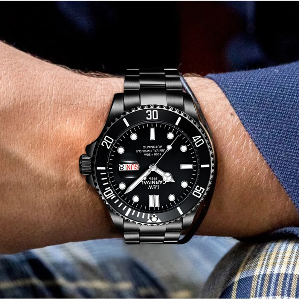 Коллекция 2017 CARNIVAL Submariner мужские часы известного бренда Роскошные автоматические