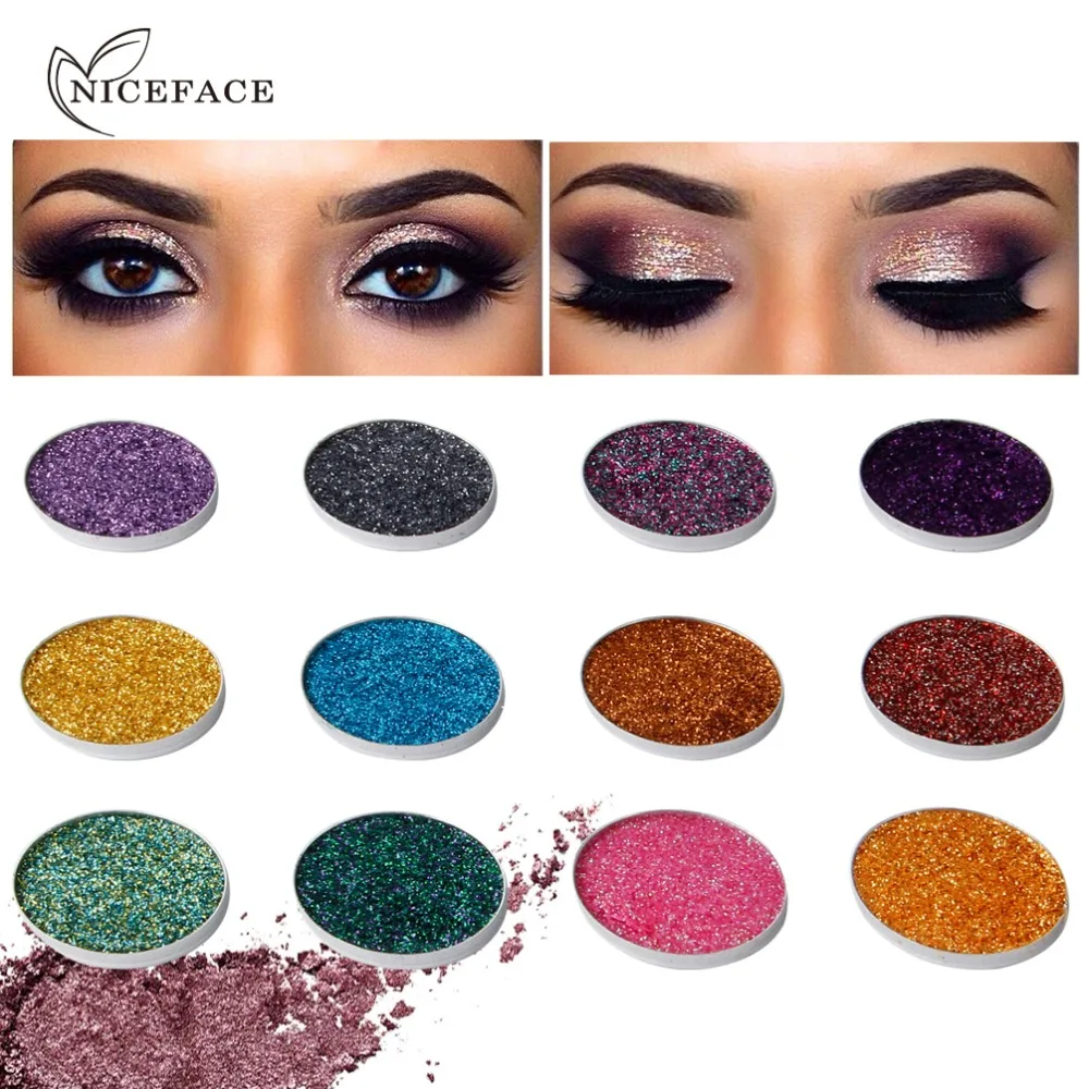 

Eyes Warterproof Shimmer Glitter Eyeshadow Powder Single Palette Makeup Pigment Metallic Eye Shadow sombra ojos maquillaje B