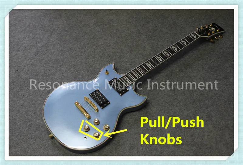 

China Custom Shop Pull Push Knobs Suneye SG Electric Guitars In Light Blue Same As Picture For Sale