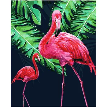 

Painting By Numbers DIY Dropshipping 40x50 50x65cm Fireworks Flamingo Animal Canvas Wedding Decoration Art picture Gift