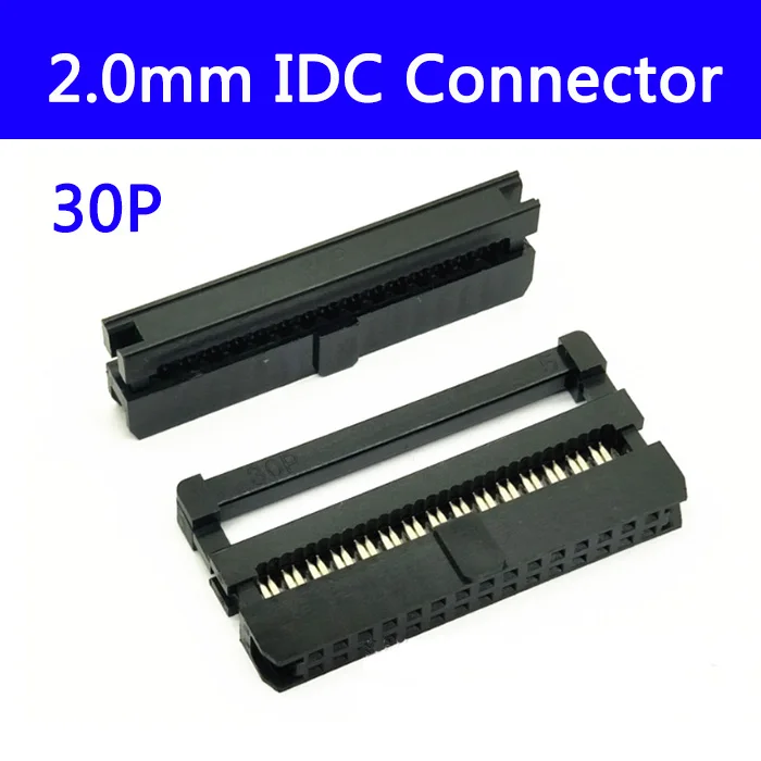 50PCS FC 30P IDC Socket 30 Pin Dual Row Pitch 2.0mm IDC Connector