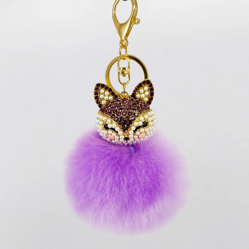 Брелки для ключей женские с рисунком лисы|fox key chain|puff ball keychaincustom chain |