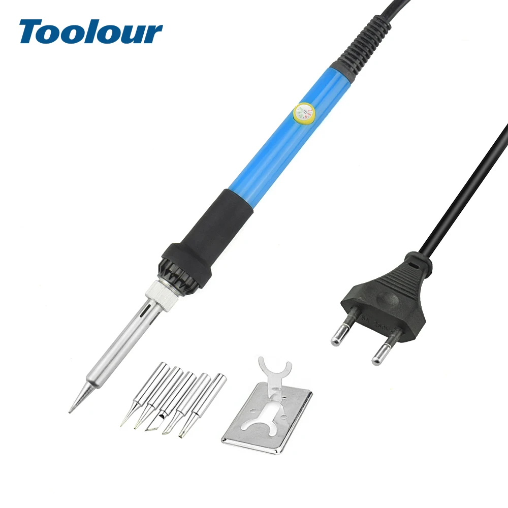 Toolour US/EU 110V/220V 60W Electric Soldering Iron Kit Adjustable Temperature Welding Tool Set with 5 Iron Tips Soldering Stand Toolour US/EU 110V/220V 60W Electric Soldering Iron Kit Adjustable Temperature Welding Tool Set with 5 Iron Tips Soldering Stand