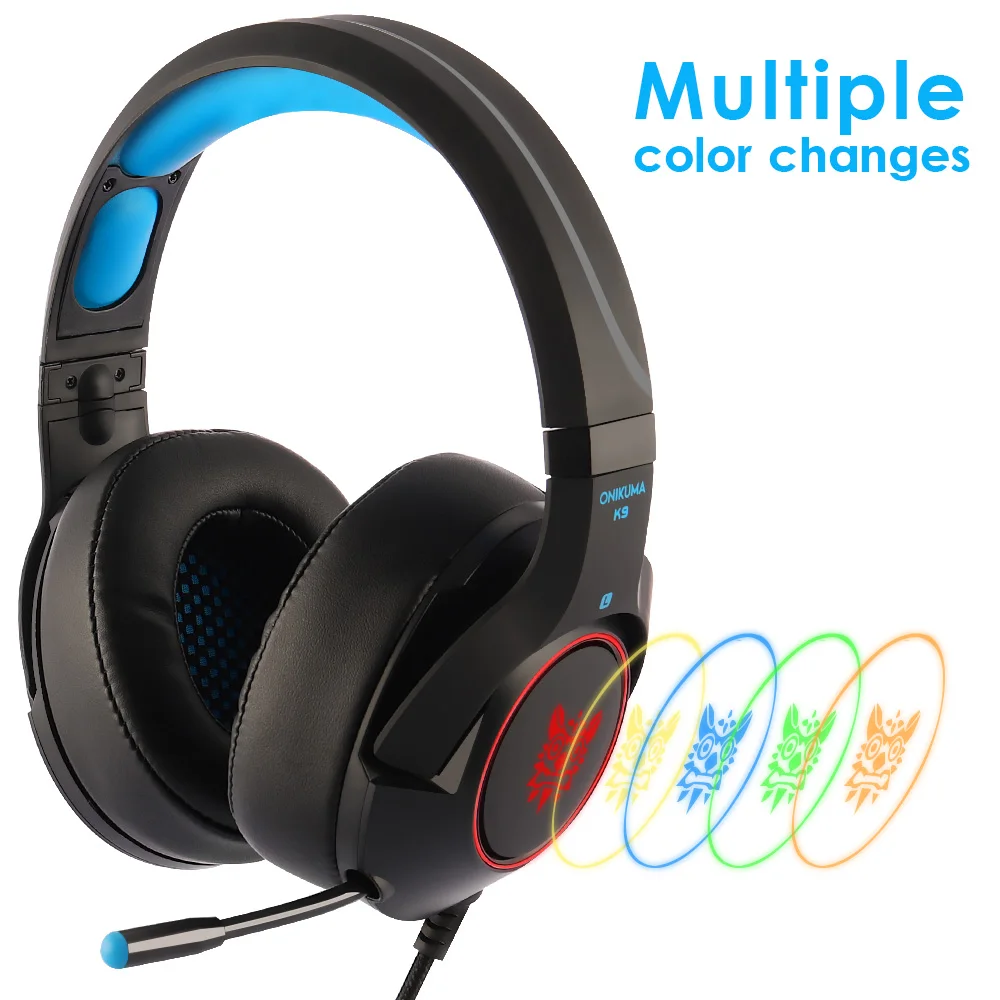 Дешево ONIKUMA K9 игровая гарнитура Casque PC Стерео Игровые наушники с микрофоном светодиодный светильник для ноутбука PS4 Xbox One контроллер геймера
