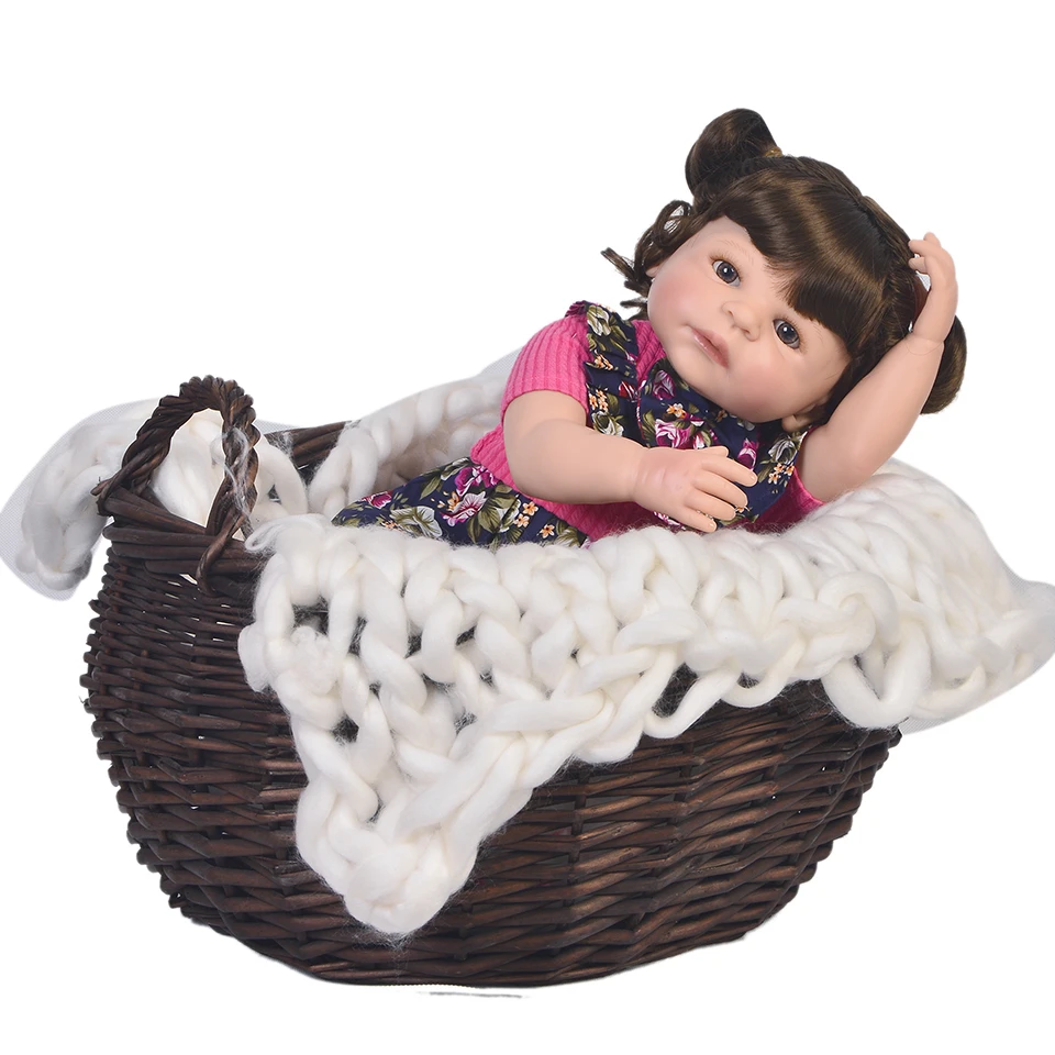 KEIUMI 22 ''Reborn baby girl полный корпус силиконовые модные детские куклы Дети Boneca Reborn DIY игрушки настоящая принцесса с изогнутыми волосами