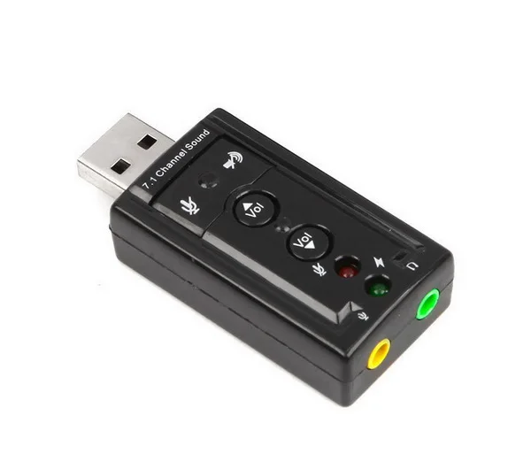 Dhl ИЛИ ems 200 шт USB в 3D Аудио USB адаптер звуковой карты 7,1 канал профессиональная гарнитура микрофон 3,5 мм разъем