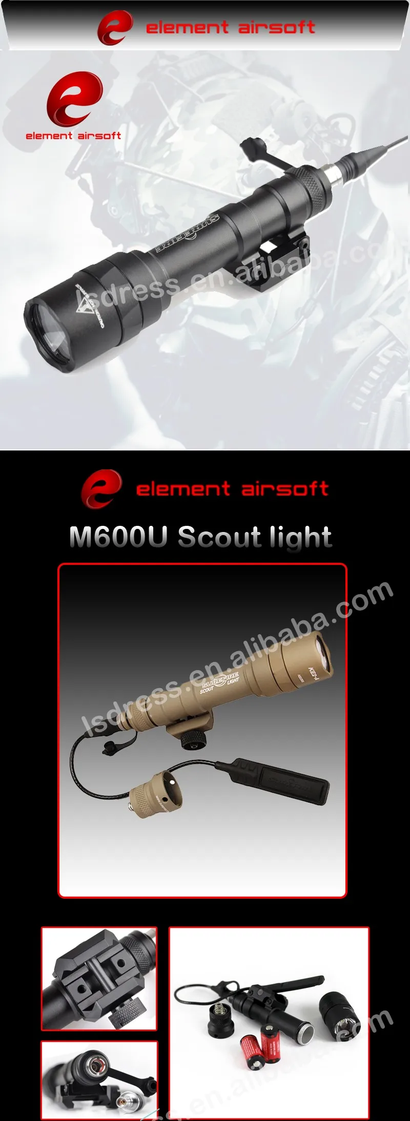 Элемент surefir M600U Scout светильник светодиодный фонарь для оружия охотничий оружейный светильник softair оружие arma wapens waffen linterna flash светильник