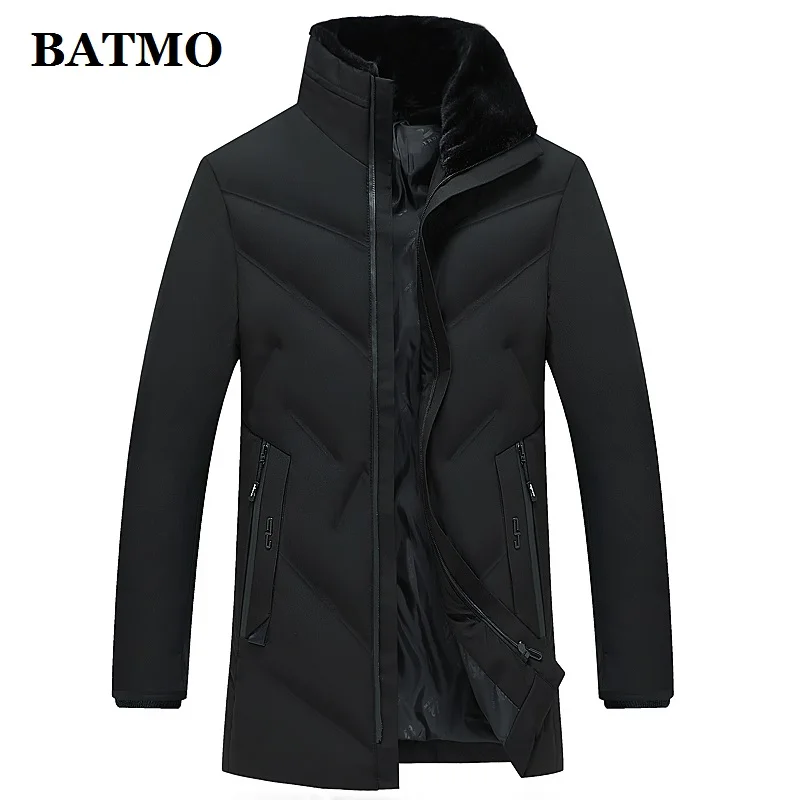 

BATMO 2019 new arrival winter high quality fake fur collars parkas men,men's winter jackets ,plus-size L-4XL 1986