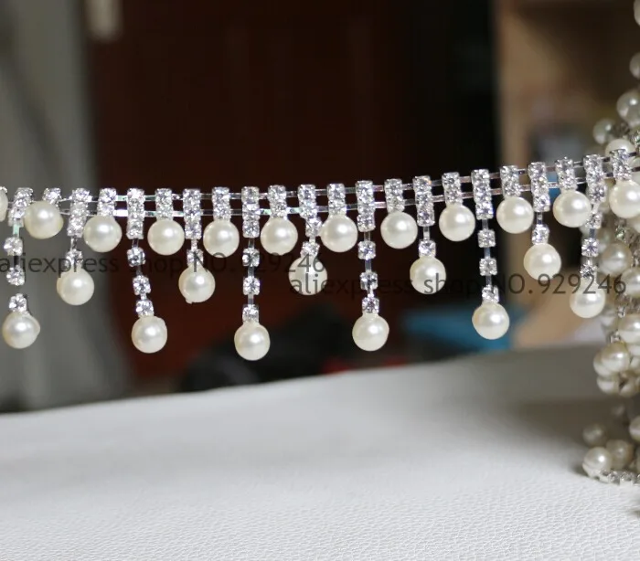 1 ярд/лот модная свадебная жемчужная кисточка отделка подвеска-кристалл металлическая цепочка для свадебного платья украшение на голову