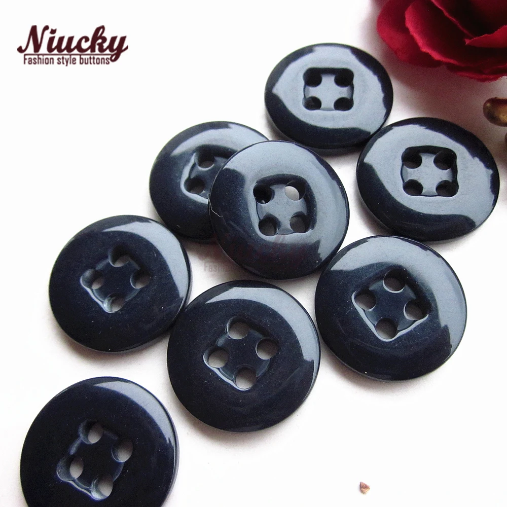 Niucky buttons 17.5mm 4 holes Black / Dark blue sewing button for Pant sweater cardigan High grade bulk sewing buckle R0201-050 5