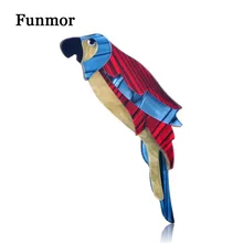 Funmor mezcla de Color acrílico loro pájaros broches tamaño grande mujer niño Animal Badge broche suéter regalos accesorios Lapel Pins Joyeria