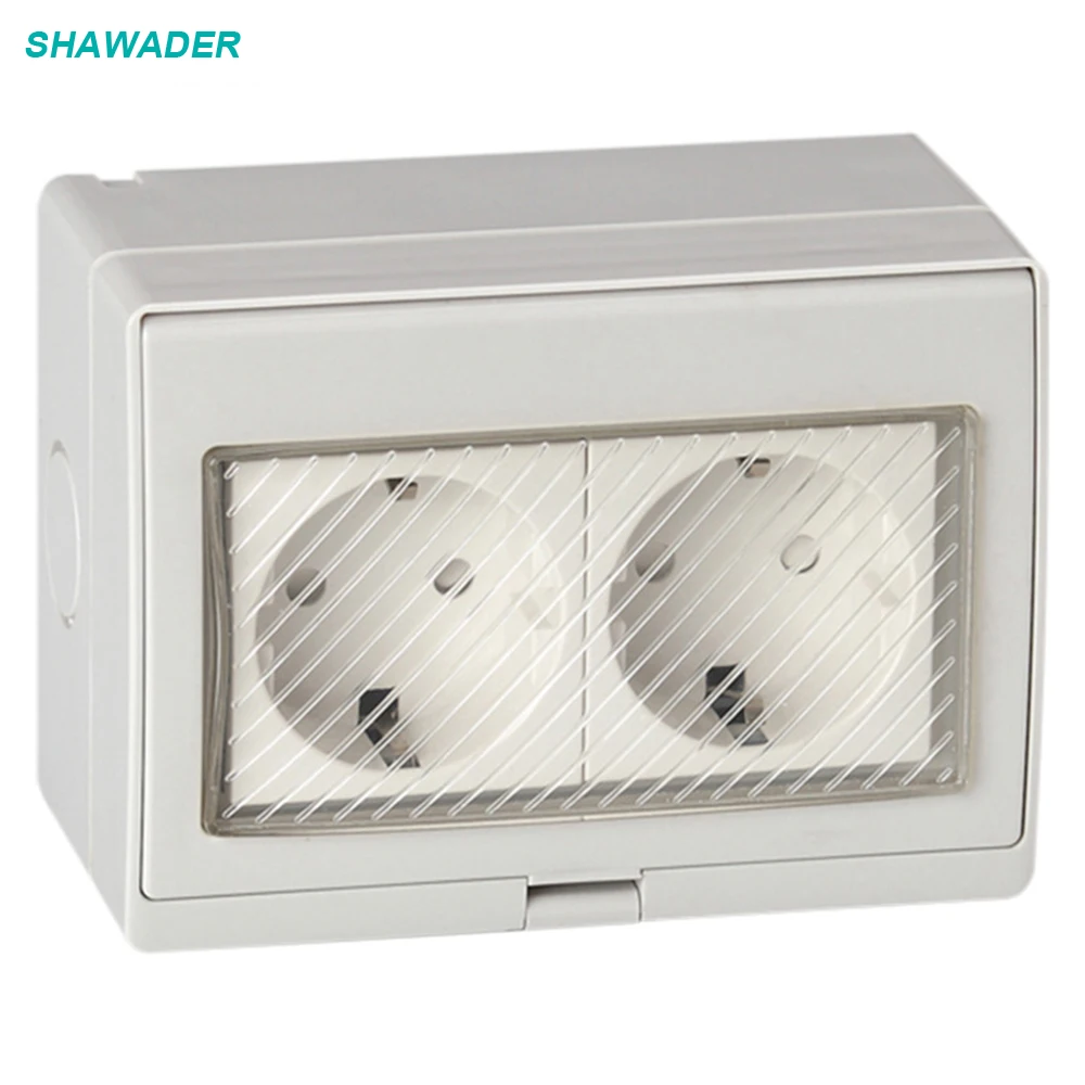 

Wall Socket EU Standard Power Outlets Socket White Panel Waterproof AC 110~250V 16A Wall Power Socket Outdoor Electrical Plug
