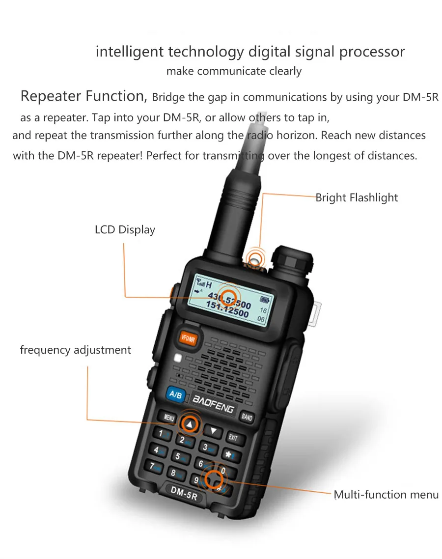 Из 2 предметов Baofeng DM-5R цифровая рация Хэм CB УКВ DMR радио станции двойной двухполосная приёмопередающая установка Boafeng сканер Амадор