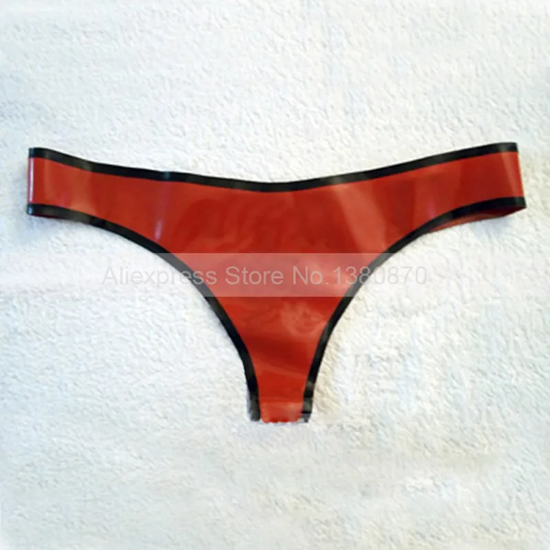 Red And Black Sexy Women Red Thongs Lingerie Latex Shorts Underwear G