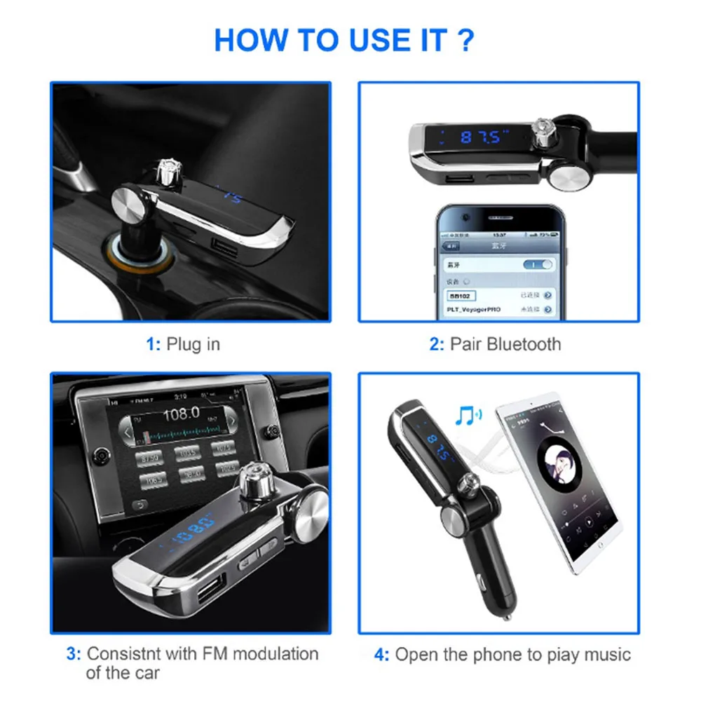 Gakaki Bluetooth Car Kit Wireless Fm Transmitter Radio Adapter FM Modulator Handsfree Mp3 Player USB Car Charger For Smartphone Gakaki Bluetooth Car Kit Wireless Fm Transmitter Radio Adapter FM Modulator Handsfree Mp3 Player USB Car Charger For Smartphone