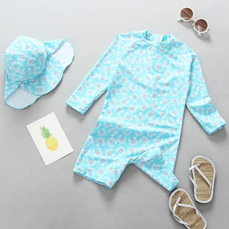 

Baby Girls Swimsuit Swimwear for Kids UV Prodection UPF50+ One Piece Swimsuits+cap Surfing Clothes Summer Bebes Bathing Suit