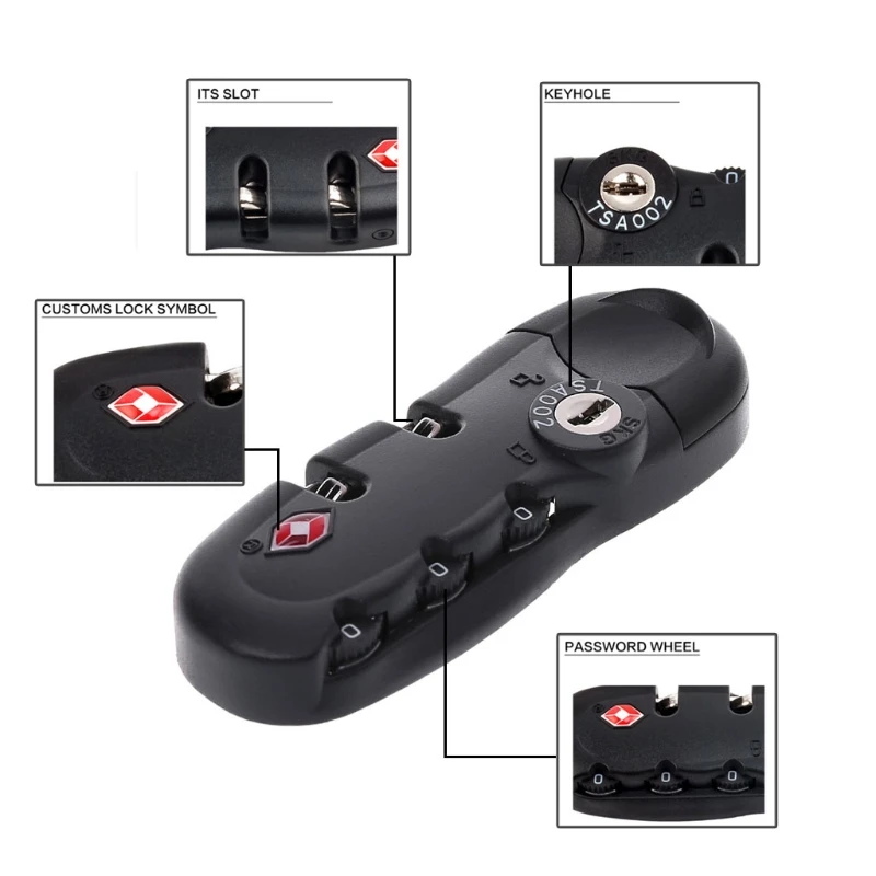 

3 Digit Combination Padlock For Luggage Suitcase Travel TSA Secure Code Lock