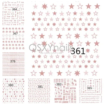 

WHOLESALE 100pcs Metal Letter Pattern Tape Rose Gold 3D Nail Art Sticker Wave Stripe Adhesive Sticker Flexible Line Decals