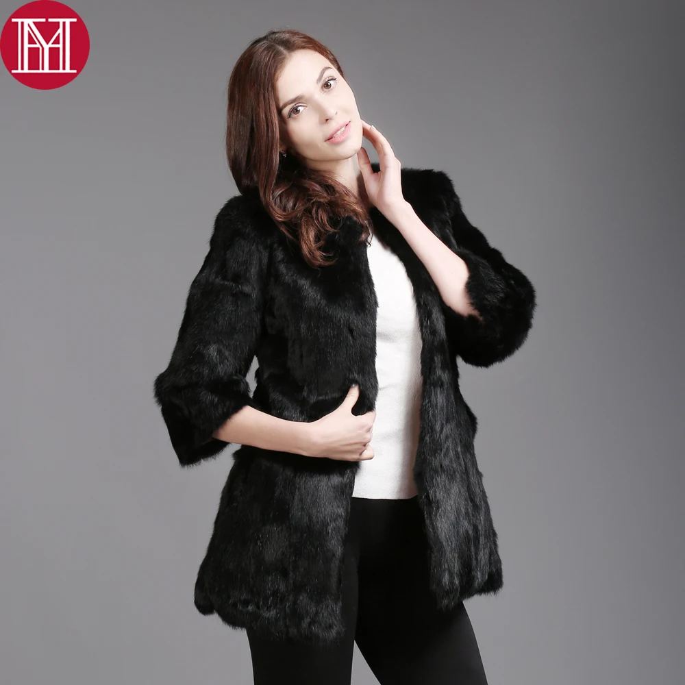 

100% Natural Real Rabbit Fur Jacket Autumn Winter Entire Skin Long Style Real Rabbit Fur Coat Warm Soft Real Rabbit Fur Overcoat
