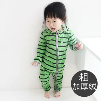 

Foreign trade children's clothing Germany single men and women baby zipper jumpsuit children's split romper home clothes hooded