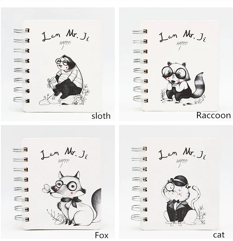 A7 Cute little animal notebook Hard surface iron ring hand holding portable notepad Student notebook