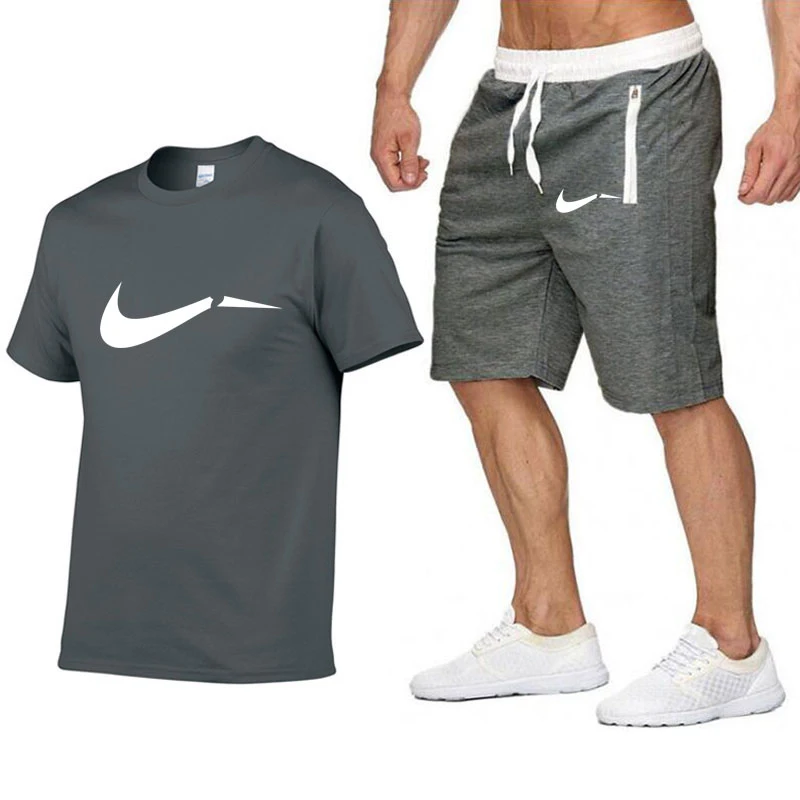 Brand Men's Sets summer T-shirt+shorts Sets Print Men Brand Clothing Two piece suit Men Sportswear Tracksuit Gyms shorts Set