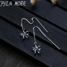 2017 Simple Hollow Flower Ear Line Long 925 Sterling Silver Box Chain Tassel Earrings For Women Sterling Silver Jewelry TYC1751