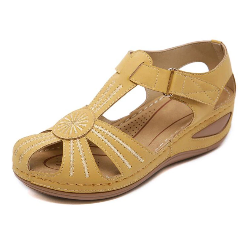 YAERNI/большие размеры; модные летние женские босоножки; Женская Удобная пляжная обувь; легкая обувь на танкетке и высоком каблуке