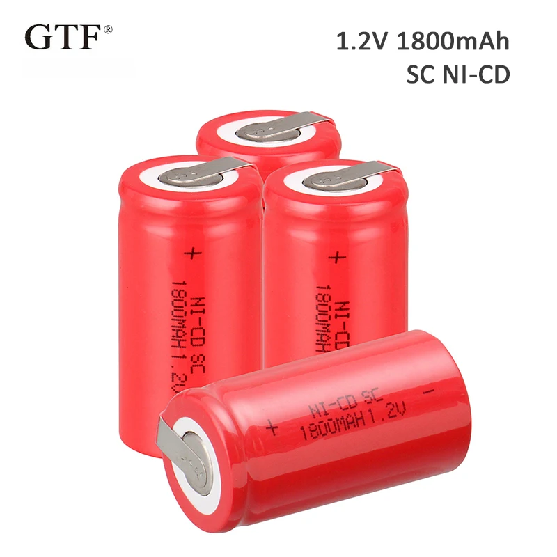 

4Pcs 1800mah Sub C SC 1.2V ni-cd Rechargeable Battery Flat Top With Tabs For Shaves And Emergency Lighting Radios celular