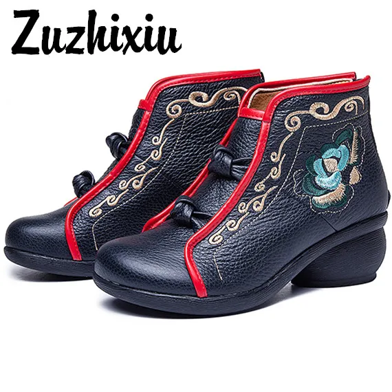 

Zuzhixiu-Autumn&Winter 2019 New Type of Leather Ethnic Embroidery Women's Boots,Pure handmade boots Thicker with Cotton boots