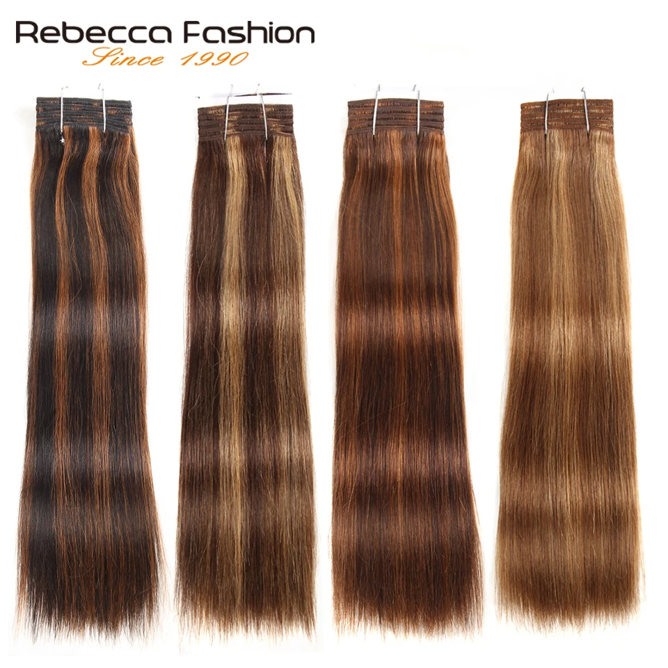 

Rebecca Double Drawn Hair 113g Brazilian Remy Silky Straight Weave Hair Piano Brown 613 Blonde Colors Human Hair Bundles 1pc