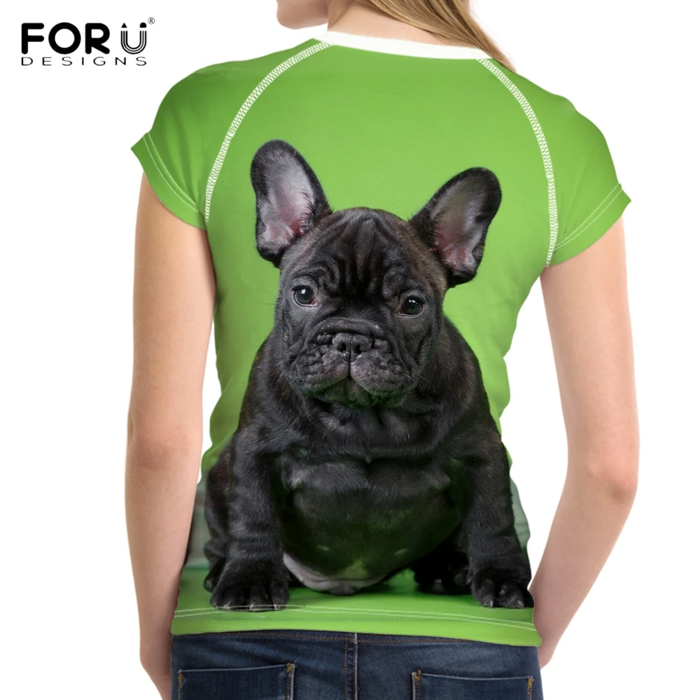 FORUDESIGNS/милые женские летние футболки с 3D принтом щенка французского бульдога