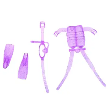 

4pcs/ Set Purple Dolls Accessories Diving Suit Clothes Dolls Fashion Cool Summer Doll Swimwear Clothes Shoes Kit Christmas Gifts