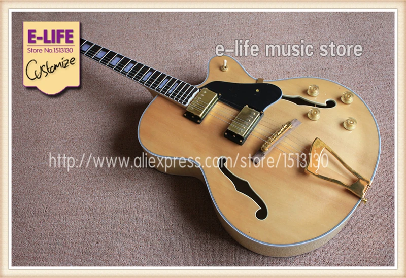 Excellent Feedback Chinese Jazz L5 Electric Guitar Hollow Body Natural