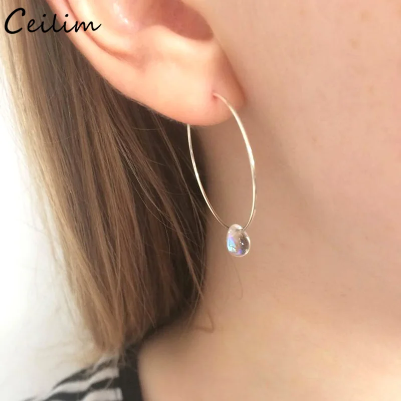 

Fashion Simple Circle Hoop Earrings for Women 2019 New Silver Color Crystal Charm Round Creole Earring Holiday Wedding Jewelry