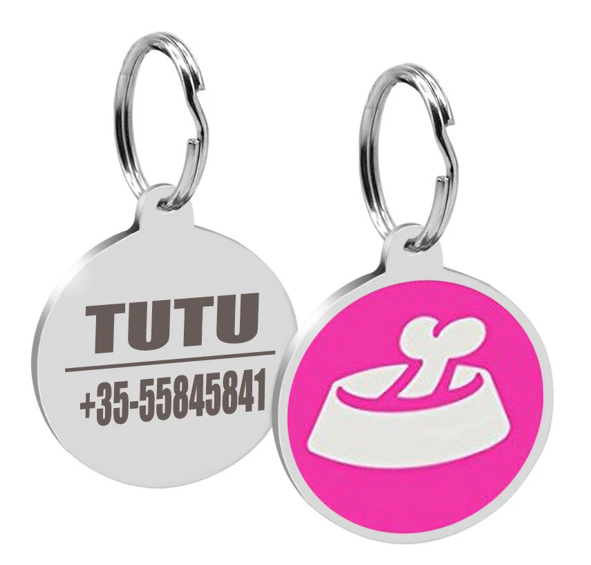 

Pet Dog Cat Tag Engraved Pet Id Tags Personalized Puppy Tag Stainless Steel Custom Nameplate for Dog Collar Accessories