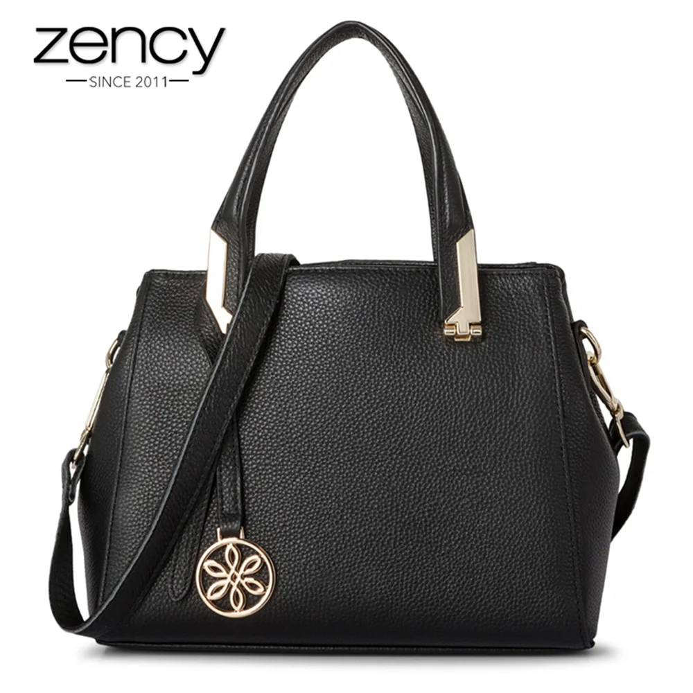 Zency 100% из натуральной коровьей кожи сумки модные женские туфли сумка черный бизнес кошелек леди Crossbody курьерские высокое качество