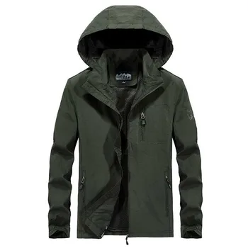 

Spring Summer New Fashion Windbreaker Men Casual Hooded Jacket and Coat OURWEAR Military WIndproof Male Clothes