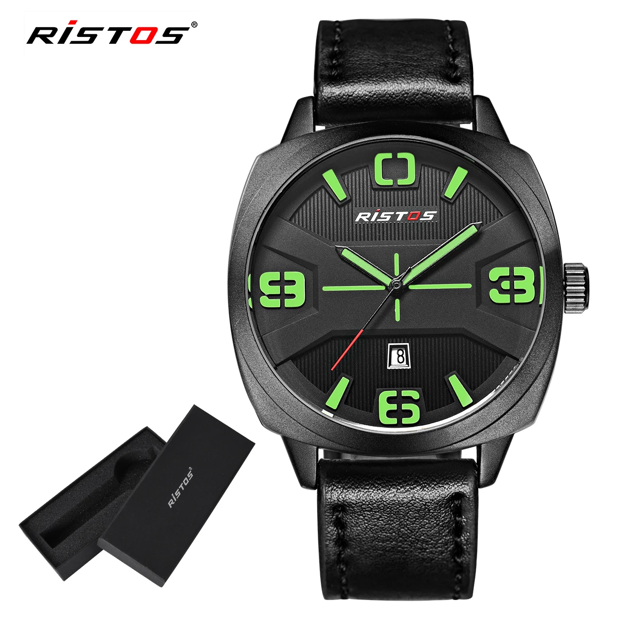 

RISTOS Genuine Leather Watch Extreme Sport Militar Watch Reloj Masculino 2020 Wristwatch Relogio Hombre Men Quartz Watches 9333
