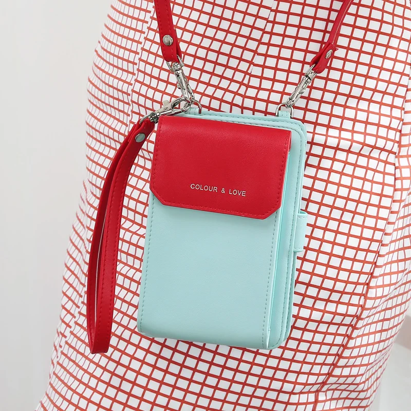 Модная женская сумка для мобильного телефона, новинка, кошелек для монет, кошелек, женская маленькая сумка-мессенджер, вертикальная секция, многофункциональная мини-сумка на цепочке - Цвет: Небесно-голубой