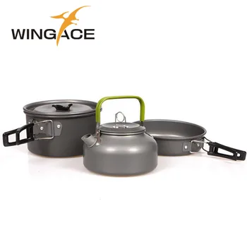 

WINGACE Hiking Camping Cookware Pots Pans Alumina Picnic Tableware For Trekking Backpackin Outdoor Frying Pans Tea Pot