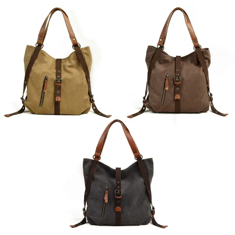 

Multipurpose Canvas Womens Tote Bag Casual Shoulder Bag Rucksack Convertible Backpack