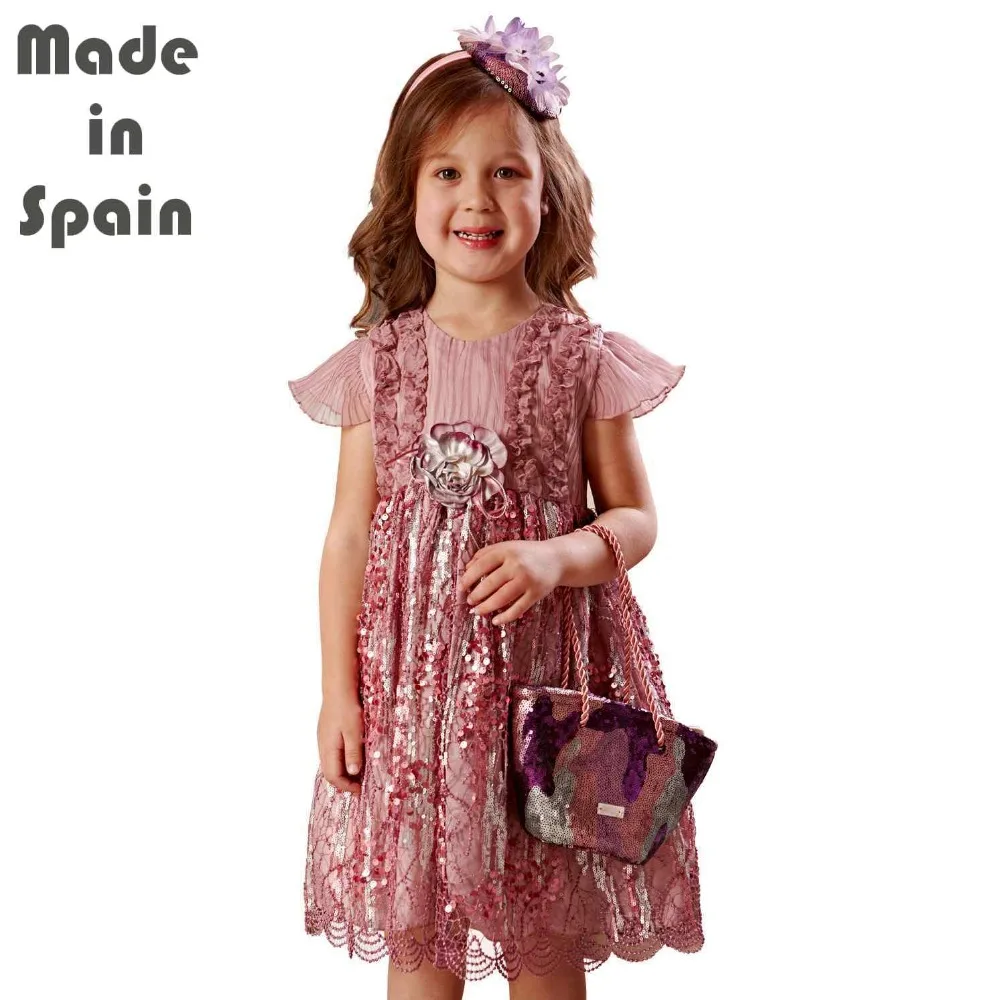 

i-lollipop Luxury Flower Girl Dresses Children Clothes Kids Girl Dress Lavender Pailette Sequins