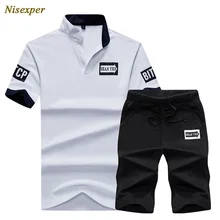 Мужской спортивный костюм с буквенным принтом, тонкая рубашка поло+ шорты, комплекты для молодежной деятельности, мужской короткий костюм, Новое поступление, плюс размер 4XL