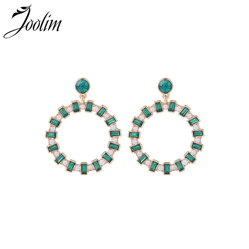 

JOOLIM Green Pink Red Refined Round Piercing Earring Korean Earring Fashion Jewelry Wholesale Summer Earring