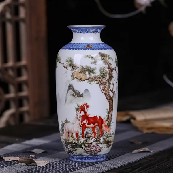 Античная керамическая ваза Цзиндэчжэнь, ваза из яичной скорлупы, аксессуары для стола, ремесла, снежный цветочный горшок, традиционная фарфоровая ваза в китайском стиле - Цвет: 6