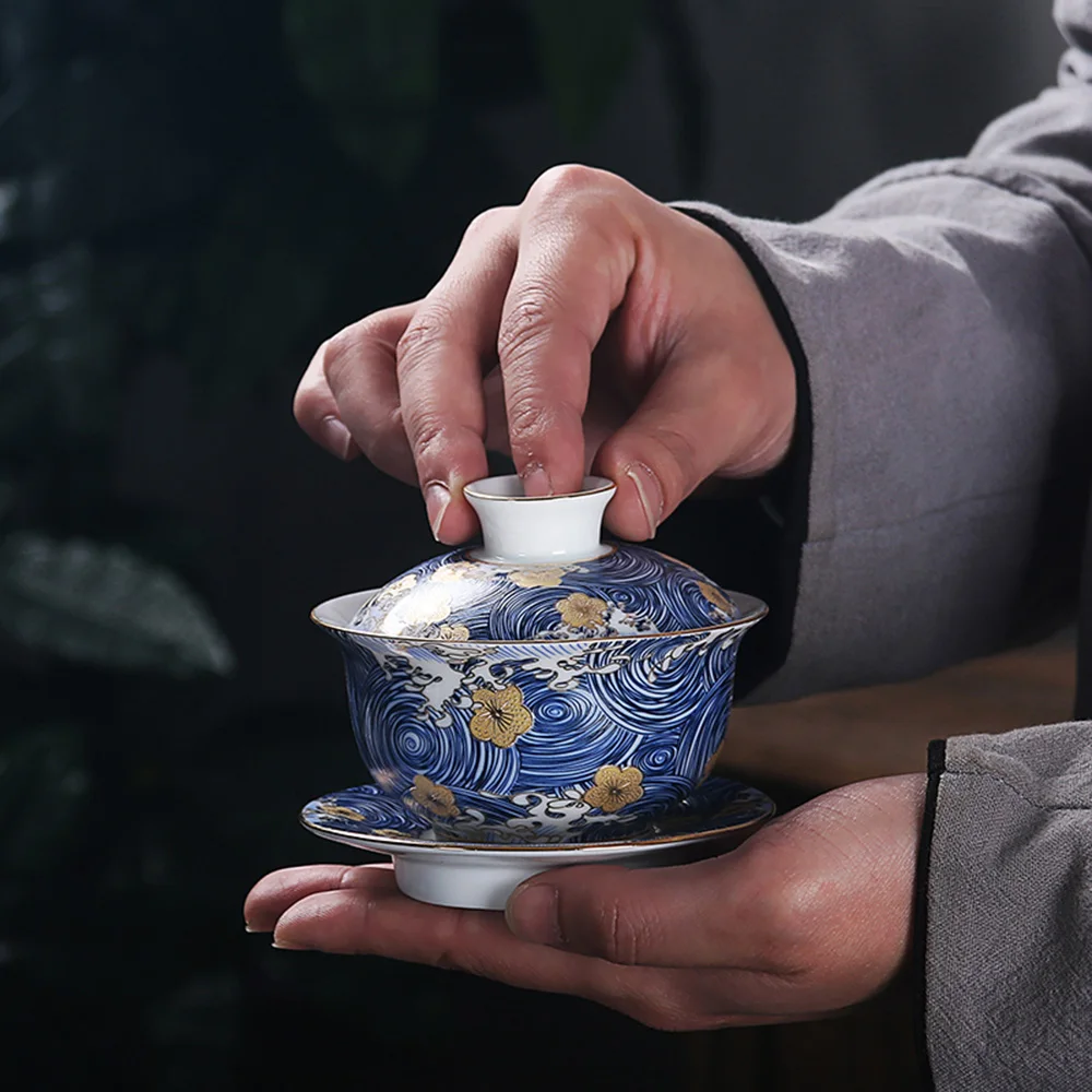 &quotЗвездная ночь&quot Цвет эмаль Gaiwan расписанную Керамика Чай супница кунг фу набор