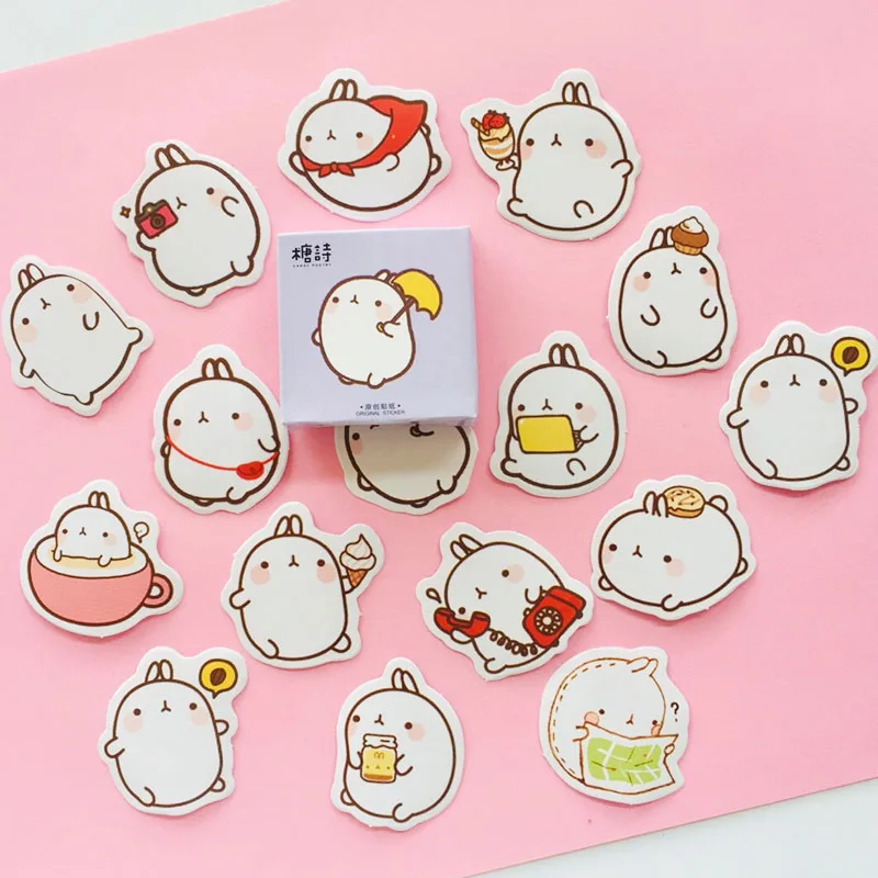 

45pcs /Box Cute Molang Mini Decorative Stickers Scrapbooking DIY Diary Album Stick Label